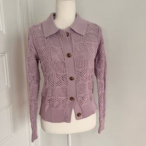 Rachel Zoe Lavender Open Knit Cardigan